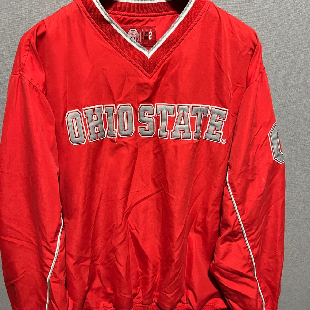 Ohio State Buckeyes Official Team Shop V-Neck Windshirt Pullover Red Mens XL - Picture 2 of 7